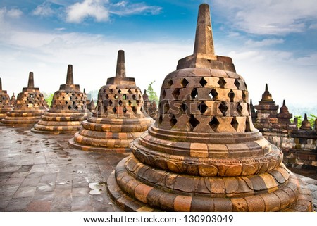 Stupa statue  from Borobudur on Java in Indonesia.