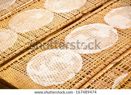 Drying Vietnamese Rice Paper Under Sun, Vietnam.