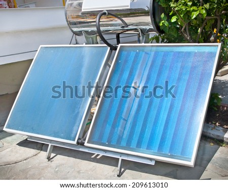 Thermal solar panels for domestic usage. Greece.