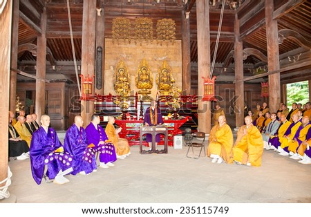 KYOTO, JAPAN-OCT 23, 2014: Ceremony in Senny-ji Temple on Oct 23, 2014 in Kyoto, Japan. Senny-ji  is a of Shingon Buddhism temple in Higashiyama-ku in Kyoto, Japan.