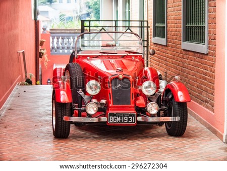 SAO PAULO, BRAZIL-APRIL 21, 2015: Alfa Romeo Nestor, rally cars tuning and car antique on April 21, 2015 in Sao Paulo, Brazil.