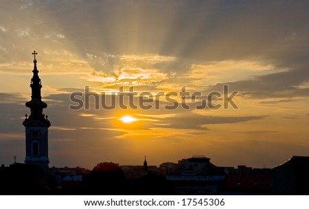 Sunset view of Novi Sad, Serbia