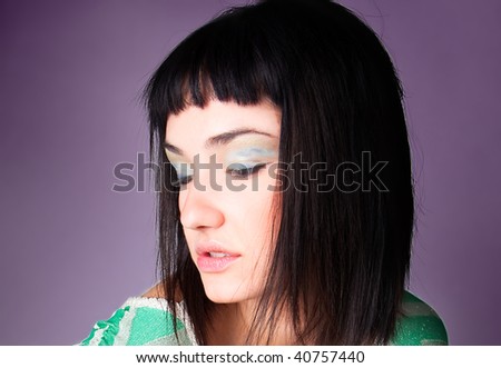 Young brunette seductive woman, natural beauty artistic portrait.