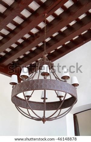 Iron luster colonial style on a ceiling,Trinidad , Cuba