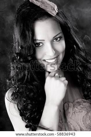 Beautiful woman portrait, black white, studio shot