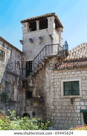 The tower which is part of Marco Polo\'s home on the island of Korcula in Croatia