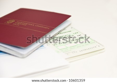 Swedish passport and plane tickets