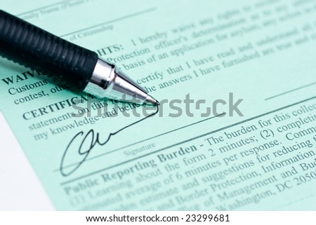 Signing green card