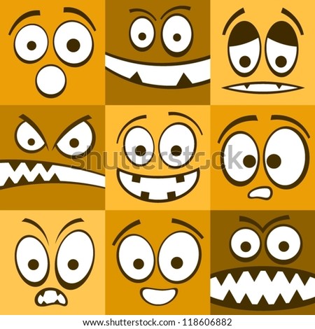 Funny yellow emotions seamless pattern.