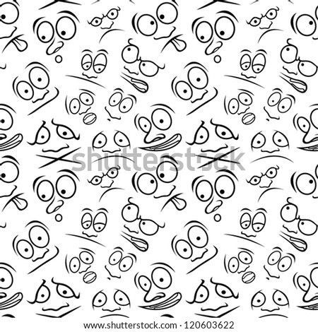 Cartoon emotions. Vector seamless pattern.