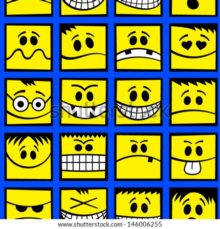 Funny emotions seamless pattern.