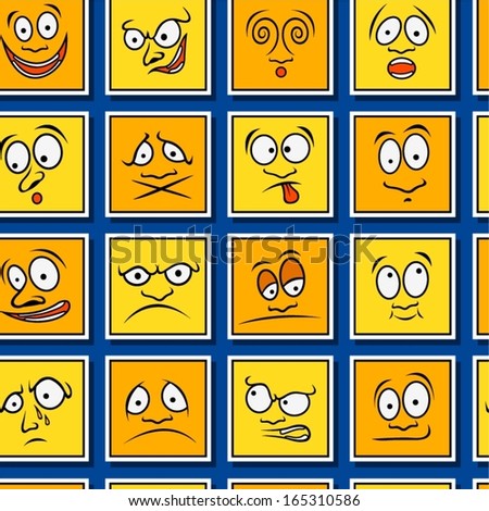 Cartoon emotions seamless pattern