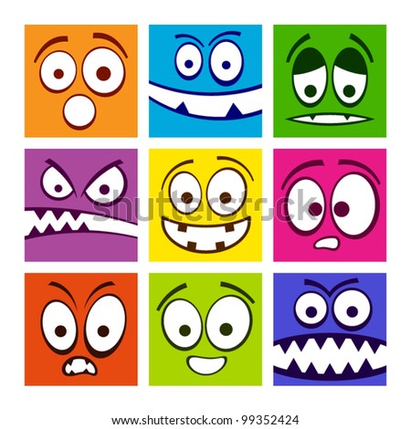 Set of funny colorful emotions.