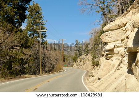 Mountain Road near Big Bear Lake, san Bernardino Mountains, California, US