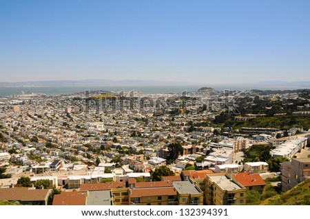 San Francisco View from Twin Peaks hill, US