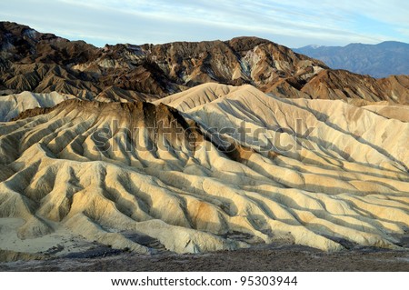 Zabriskie point in east of Death Valley in Death Valley National Park in the US.