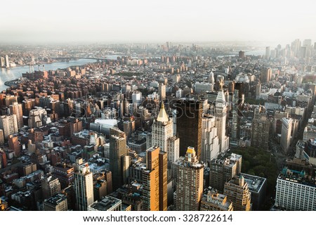 Breathtaking panoramic city view over New York, taken from Empire State Building, USA