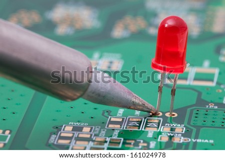 soldering the red LED