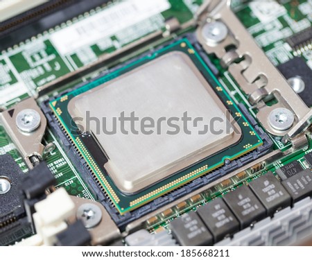 Computer CPU installed on socket.