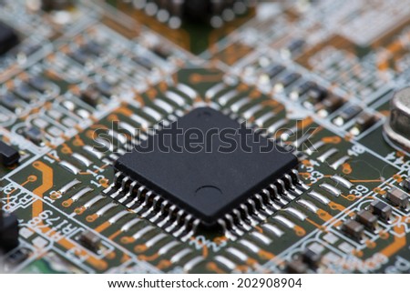 Black IC on Circuit Board.