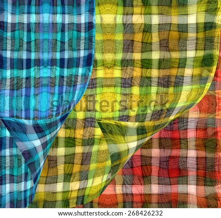 Colorful sheer curtains in red, yellow and blue