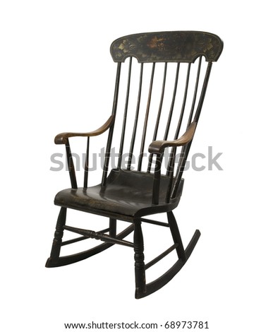 Rocking Chairs on Antique Painted Rocking Chair On A White Background Stock Photo