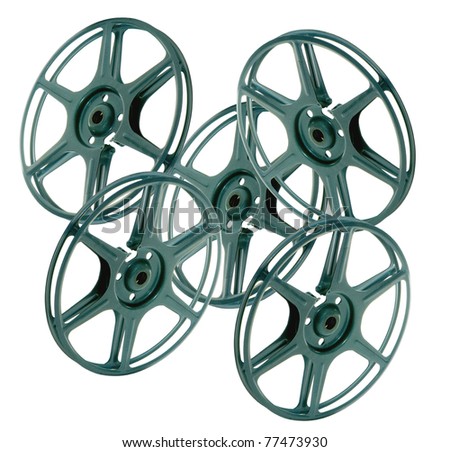 vintage projector wheels on a white background
