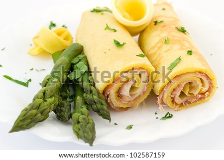 crepes stuffed with ham and provolone sweet