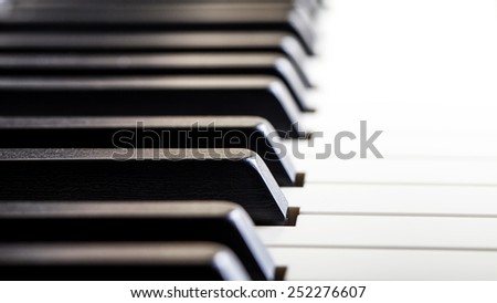 close-up of piano keys. close frontal view