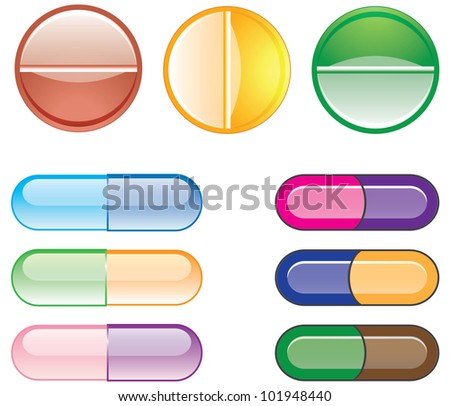 different colored pills