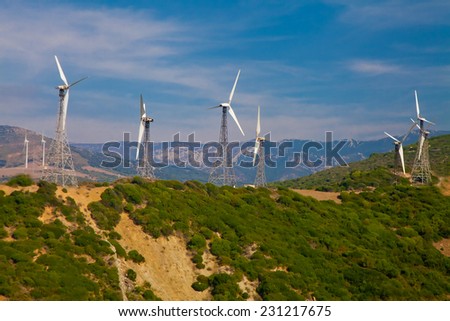 Electrical windmills on the hills of Southern Spain