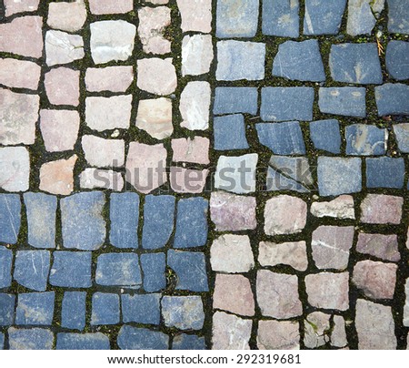 Vintage texture of old pavement cobblestone traditional in Europe