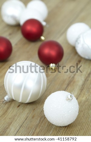Christmas glitter balls lieing on floor