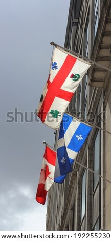Flags of Canada, Quebec and Montreal