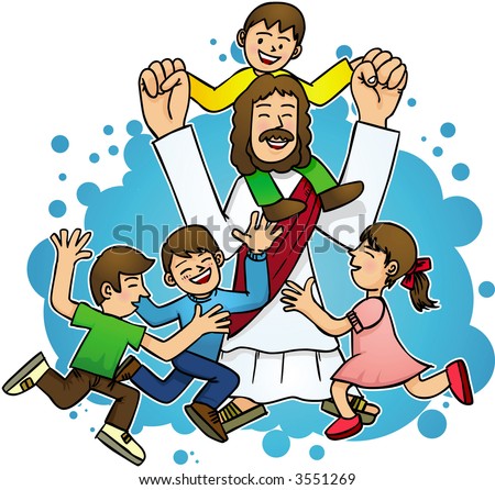 Vector Logo on Jesus Love Children Royalty Free Stock Vector Art Illustration