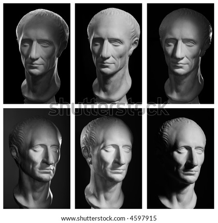 Julius Caesar, Roman Emperor. Different photo-light schemes, isolated on Black. High resolution.
