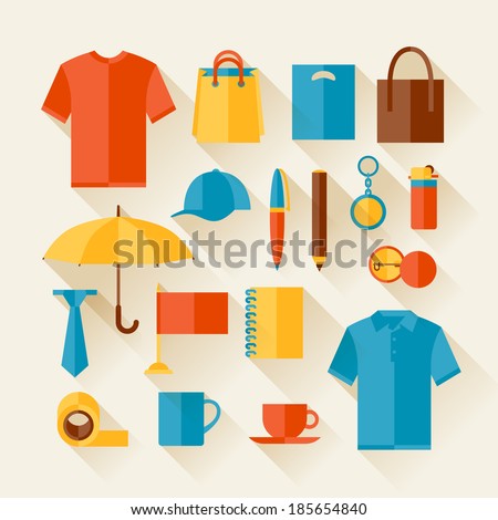 Icon set of promotional gifts and souvenirs Icon set of promotional gifts and souvenirs