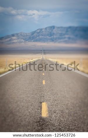 Lonely Highway with tilt shift lens