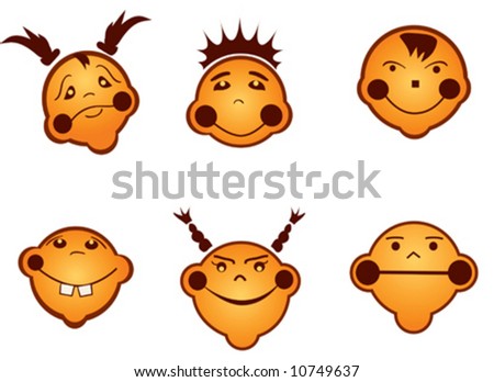 pictures of emotions faces for kids. cartoon kids faces, vector
