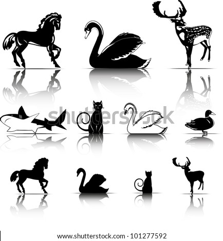 Selected Animals Symbols Icons. Isolated Vector Illustration