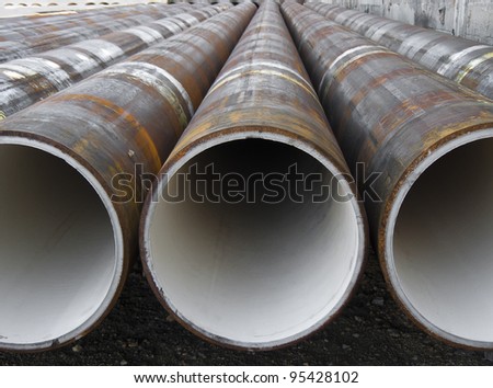 Perspective of metal pipes rusted