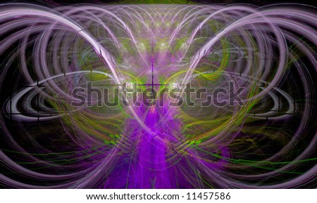 Fractal flame that suggests the form of a powerful wizard casting a spell