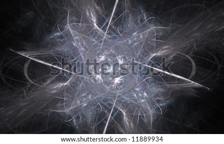 Fractal nebula white and blue swirling gasses