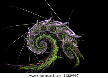 Fractal flame suggesting the form of a spiny nautilus shell