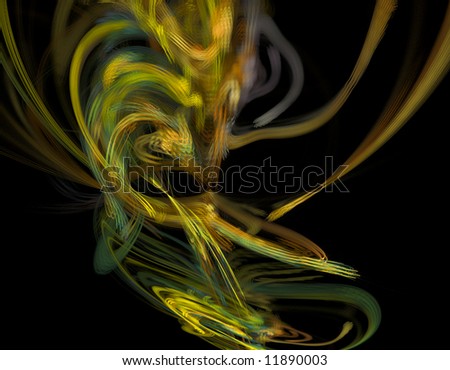Fractal rendering of a ephemeral spirit wizard lunging out and attacking with wand