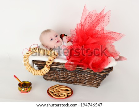 beautiful baby 6 months basket in the Russian style