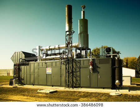 Modern gas engine energy generator outdoor