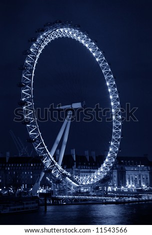 London Eye, big wheel the famous symbol of London at night