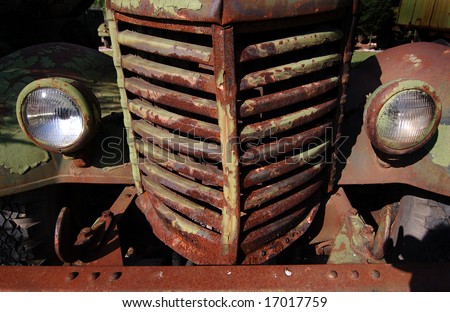 stock photo The front of an old rusty car