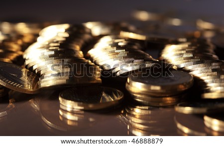 Group of gold coins business money